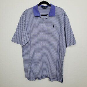 Polo Golf Vintage Mens Polo Shirt Size XL Pima Cotton Purple Striped Short Slv
